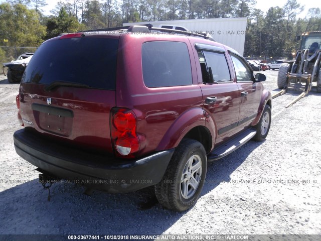 1D4HD38N06F115747 - 2006 DODGE DURANGO SXT BURGUNDY photo 4