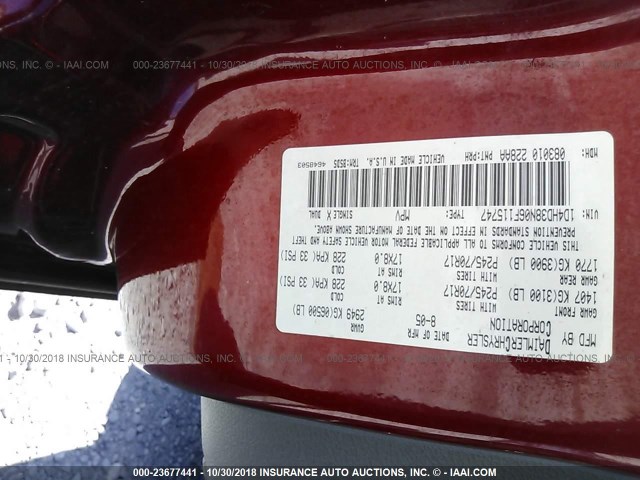 1D4HD38N06F115747 - 2006 DODGE DURANGO SXT BURGUNDY photo 9