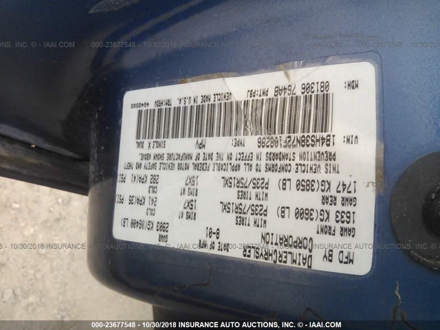 1B4HS38N72F108286 - 2002 DODGE DURANGO SPORT/SXT 蓝色 照片 9