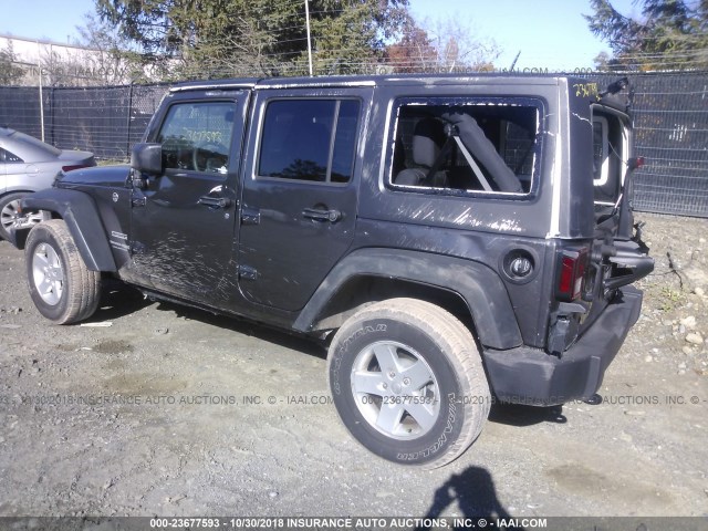 1C4BJWDG8JL894457 - 2018 JEEP WRANGLER UNLIMITE SPORT GRAY photo 3