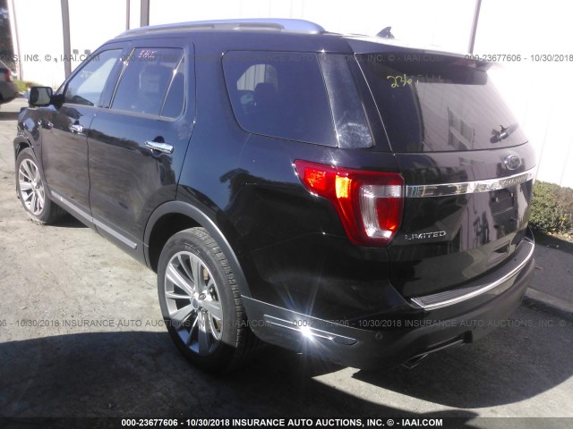 1FM5K8F80JGA36626 - 2018 FORD EXPLORER LIMITED BLACK photo 3