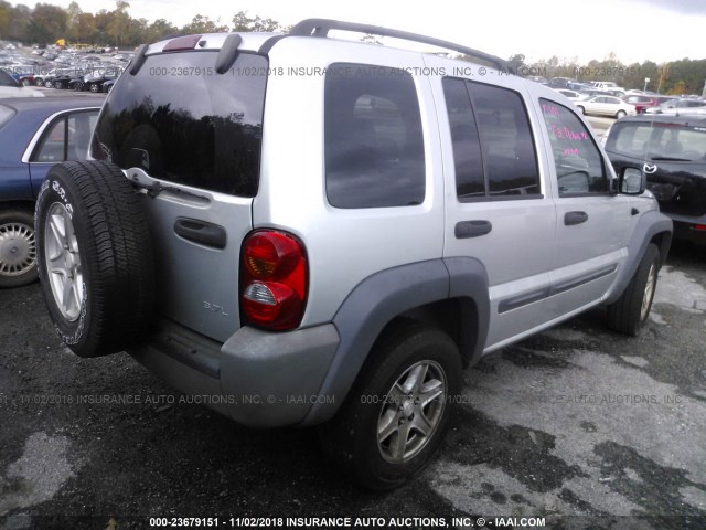 1J4GL48K34W282215 - 2004 JEEP LIBERTY SPORT SILVER photo 4