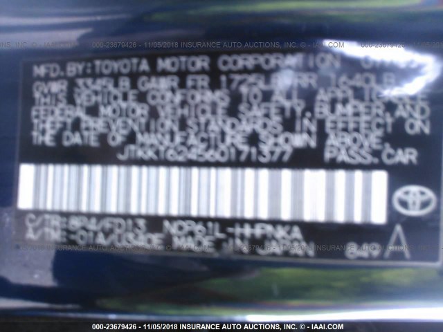 JTKKT624560171377 - 2006 TOYOTA SCION XA BLUE photo 9