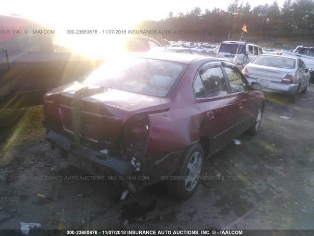 KMHDN45D92U415153 - 2002 HYUNDAI ELANTRA GLS/GT RED photo 4