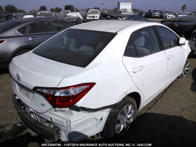 5YFBURHE9EP093549 - 2014 TOYOTA COROLLA L/LE/LE PLS/PRM/S/S PLS WHITE photo 4