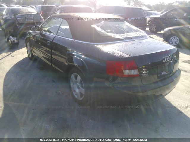 WAUAC48H33K029608 - 2003 AUDI A4 1.8 CABRIOLET GREEN photo 3