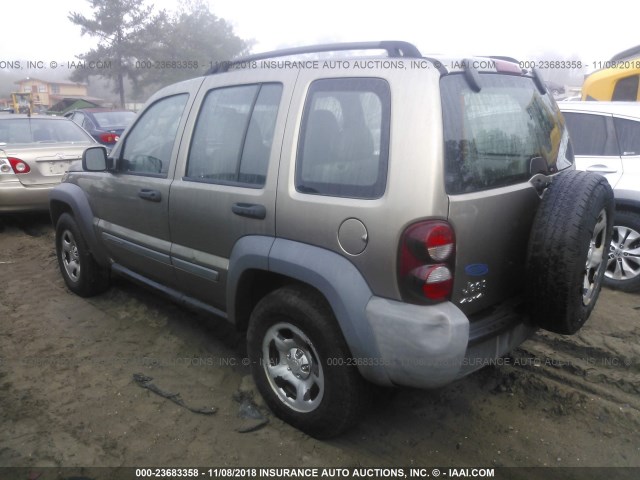 1J4GL48KX5W636958 - 2005 JEEP LIBERTY SPORT BEIGE photo 3