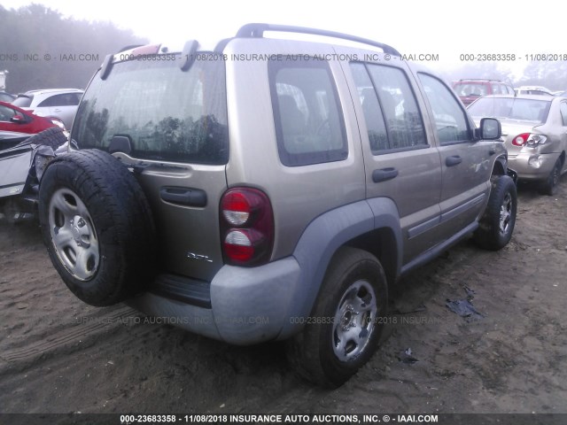 1J4GL48KX5W636958 - 2005 JEEP LIBERTY SPORT BEIGE photo 4