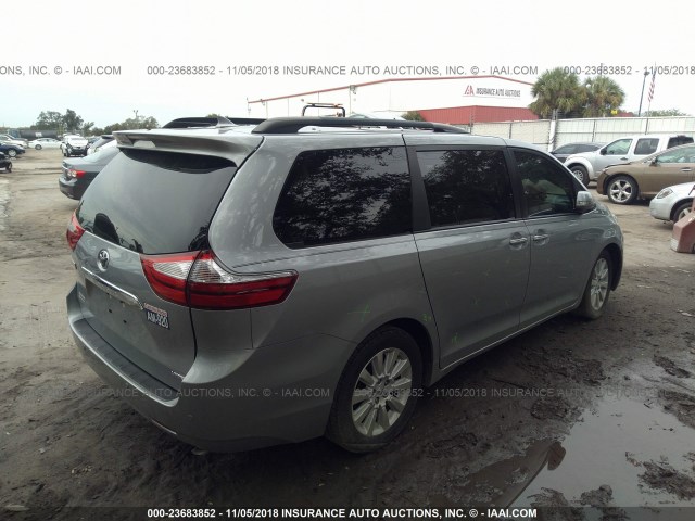 5TDYK3DC4FS569877 - 2015 TOYOTA SIENNA XLE/LIMITED SILVER photo 4