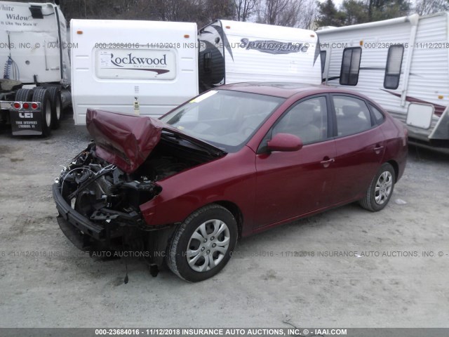 KMHDU46D59U729202 - 2009 HYUNDAI ELANTRA GLS/SE RED photo 2