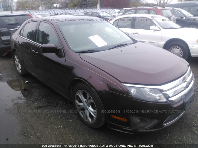 3FAHP0HA9CR216581 - 2012 FORD FUSION SE BURGUNDY photo 1