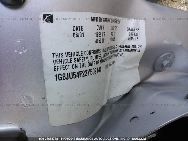 1G8JU54F22Y502141 - 2002 SATURN L200 银色 照片 9