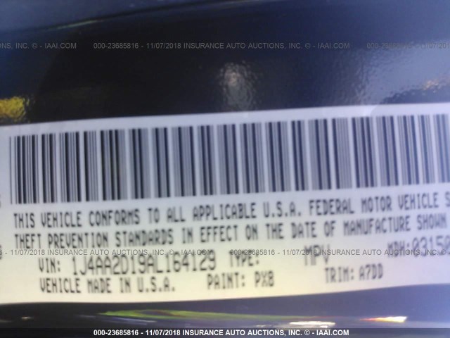 1J4AA2D19AL164129 - 2010 JEEP WRANGLER SPORT შავი ფოტო 9