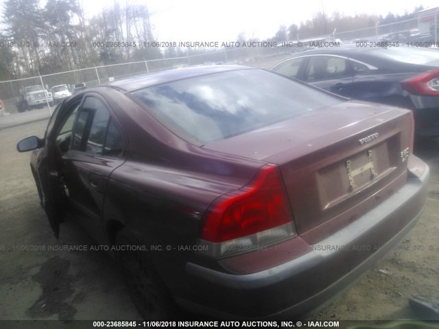 YV1RS58D312041941 - 2001 VOLVO S60 2.4T MAROON photo 3