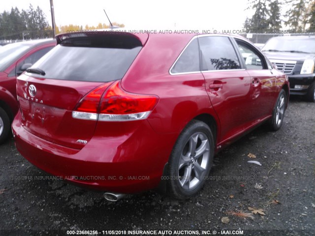 4T3BK3BB1BU063786 - 2011 TOYOTA VENZA RED photo 4