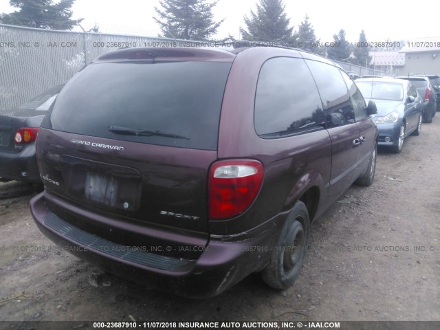 1B4GP44342B717432 - 2002 DODGE GRAND CARAVAN SPORT RED photo 4