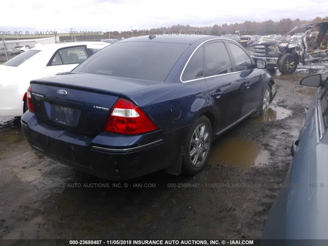 1FAHP25127G142384 - 2007 FORD FIVE HUNDRED LIMITED BLUE photo 4