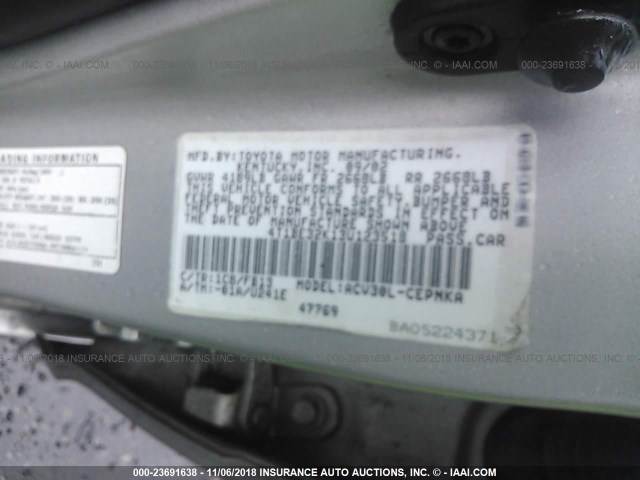 4T1BE32K13U123518 - 2003 TOYOTA CAMRY LE/XLE/SE SILVER photo 9