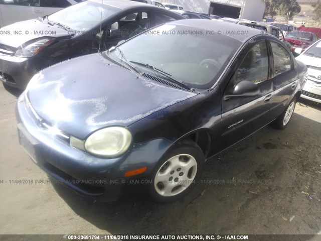 1B3ES46C51D182881 - 2001 DODGE NEON SE/ES BLUE photo 2