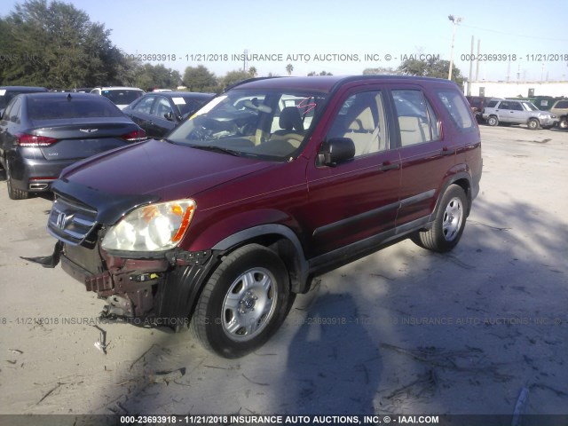 SHSRD68515U304146 - 2005 HONDA CR-V LX BURGUNDY photo 2