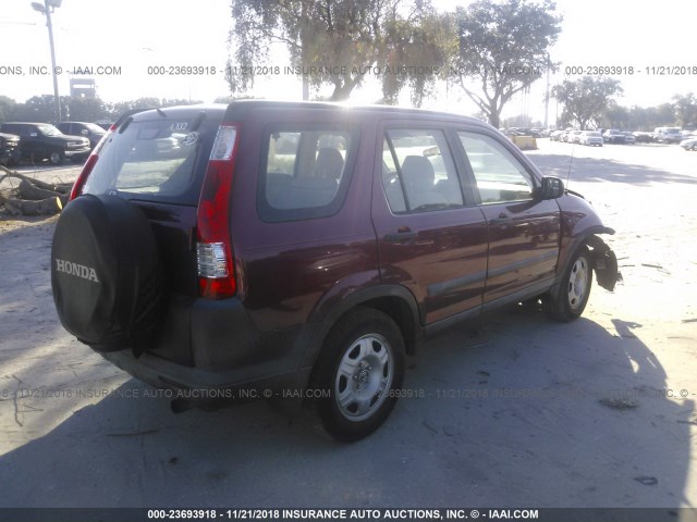 SHSRD68515U304146 - 2005 HONDA CR-V LX BURGUNDY photo 4