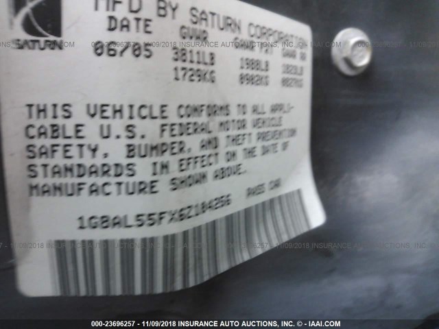 1G8AL55FX6Z104256 - 2006 SATURN ION LEVEL 3 BLUE photo 9