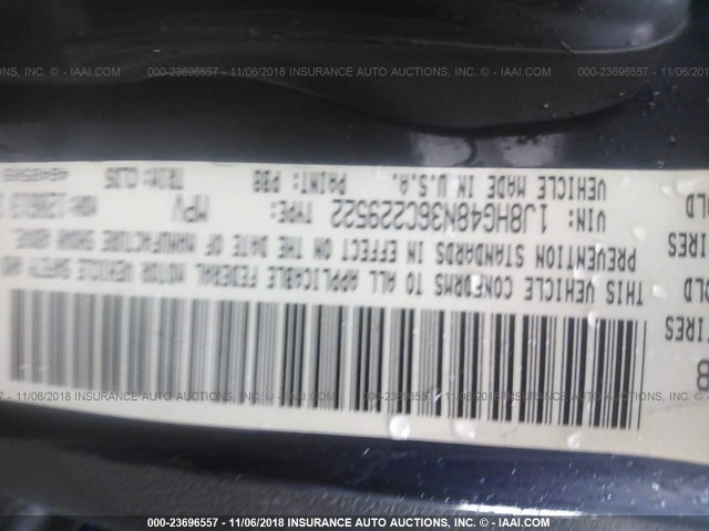 1J8HG48N36C229522 - 2006 JEEP COMMANDER BLUE photo 9