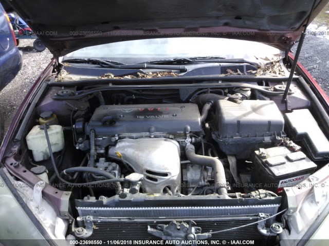 4T1BE32K02U009363 - 2002 TOYOTA CAMRY LE/XLE/SE RED photo 10