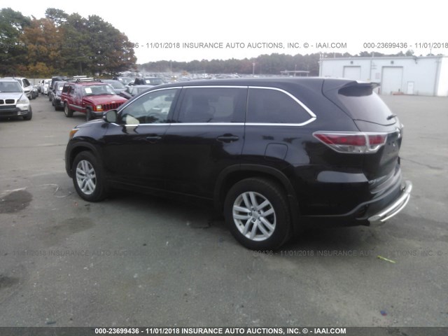 5TDBKRFH5FS173961 - 2015 TOYOTA HIGHLANDER LE/LE PLUS BLACK photo 3