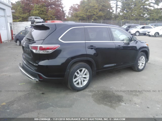 5TDBKRFH5FS173961 - 2015 TOYOTA HIGHLANDER LE/LE PLUS BLACK photo 4