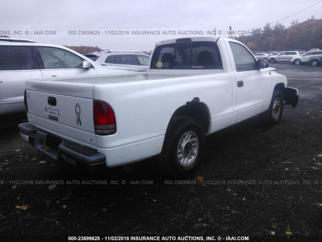 1B7FL16X52S643382 - 2002 DODGE DAKOTA SXT WHITE photo 4