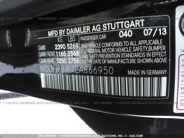 WDDHF8JB7EA866950 - 2014 MERCEDES-BENZ E 350 4MATIC BLACK photo 9