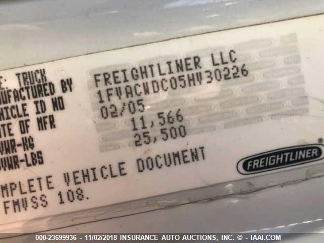 1FVACWDC05HV30226 - 2005 FREIGHTLINER M2 106 MEDIUM DUTY WHITE photo 10