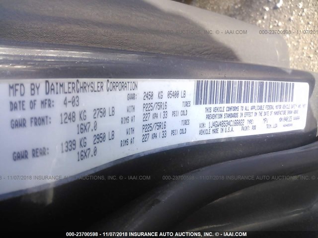 1J4GW48S34C166022 - 2004 JEEP GRAND CHEROKEE LAREDO/COLUMBIA/FREEDOM 灰色 照片 9