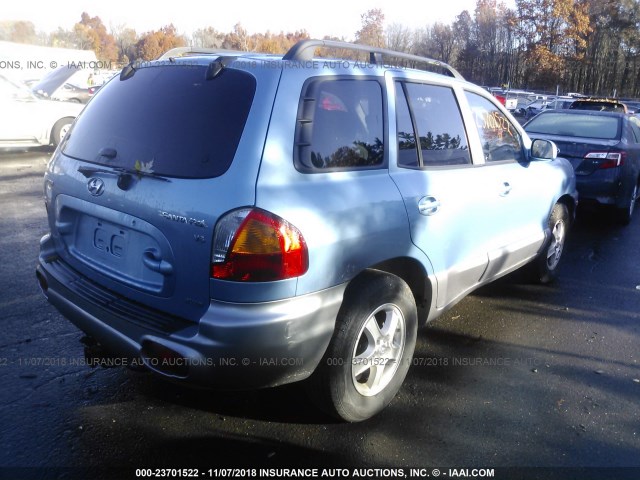 KM8SC73D33U518541 - 2003 HYUNDAI SANTA FE GLS/LX BLUE photo 4