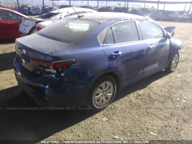 3KPA24AB2JE077225 - 2018 KIA RIO LX/S BLUE photo 4