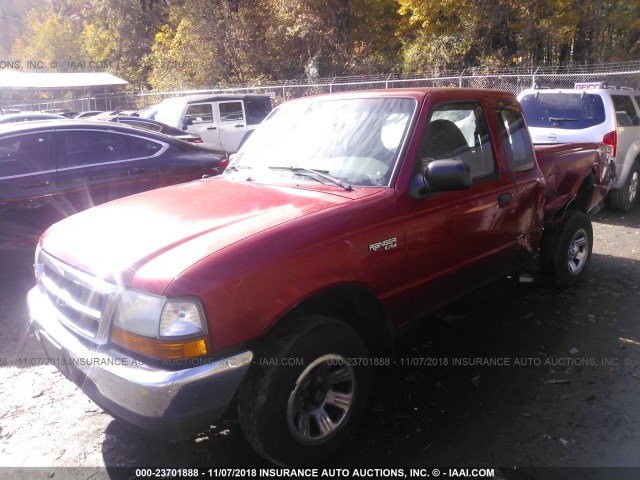 1FTYR14V4YTA79803 - 2000 FORD RANGER SUPER CAB RED photo 2