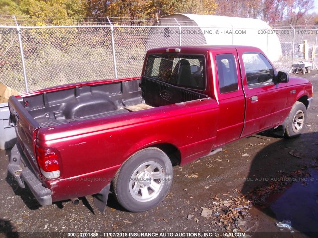 1FTYR14V4YTA79803 - 2000 FORD RANGER SUPER CAB RED photo 4