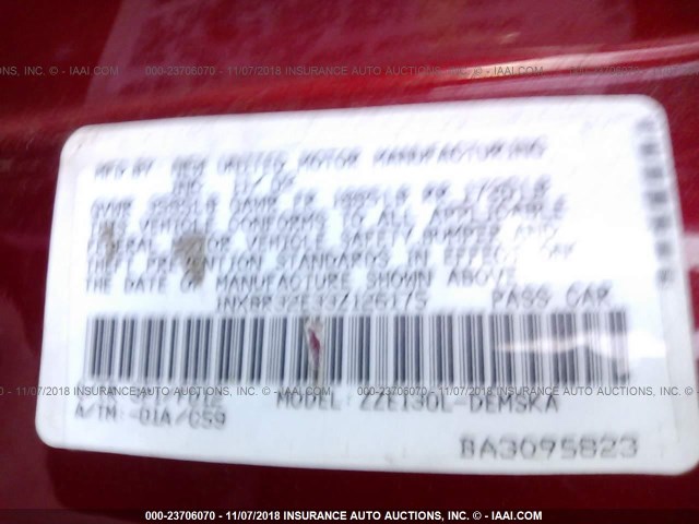 1NXBR32E33Z126175 - 2003 TOYOTA COROLLA CE/LE/S MAROON photo 9