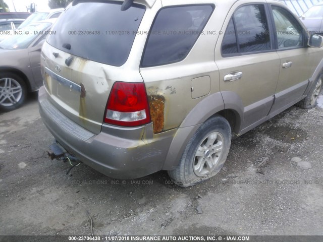 KNDJC733335065944 - 2003 KIA SORENTO EX/LX GOLD photo 6