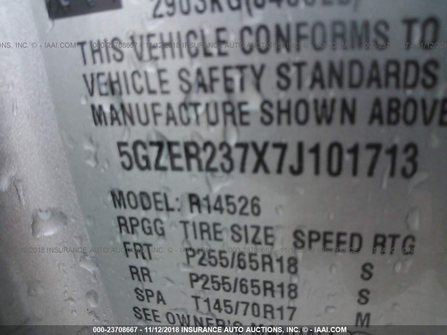 5GZER237X7J101713 - 2007 SATURN OUTLOOK XR Күміс фото 9