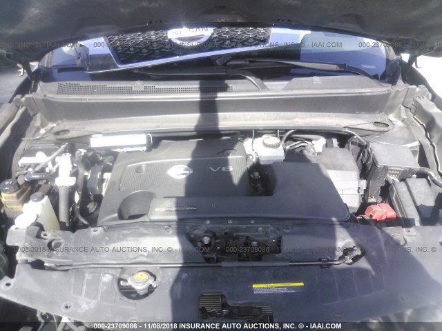 5N1AR2MN6DC620055 - 2013 NISSAN PATHFINDER S/SV/SL/PLATINUM BLACK photo 10