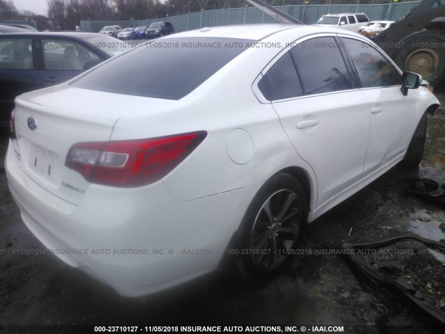 4S3BNBJ64F3027167 - 2015 SUBARU LEGACY 2.5I LIMITED WHITE photo 4