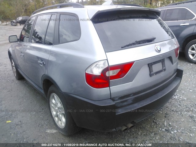 WBXPA73425WC47159 - 2005 BMW X3 2.5I GRAY photo 3