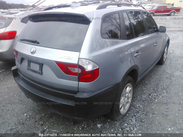 WBXPA73425WC47159 - 2005 BMW X3 2.5I GRAY photo 4