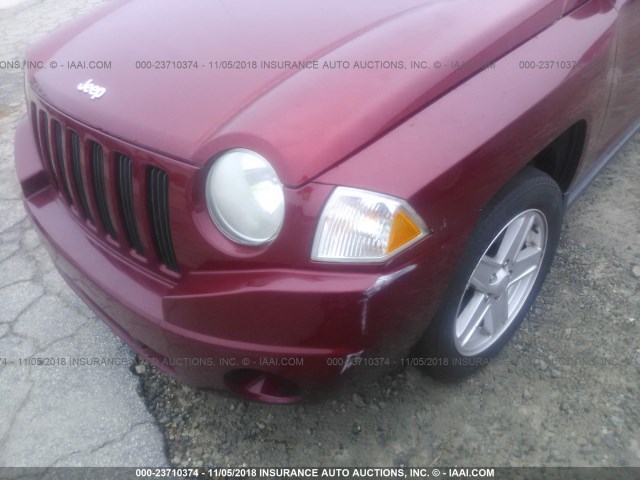 1J8FT47W47D124660 - 2007 JEEP COMPASS RED photo 6