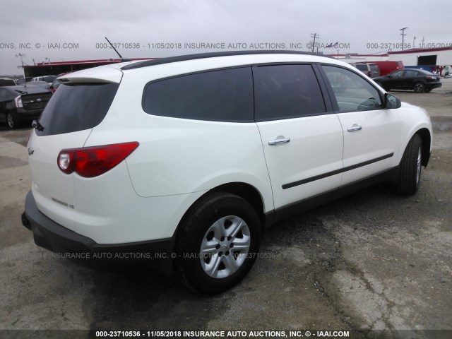 1GNKVFED1CJ229169 - 2012 CHEVROLET TRAVERSE LS WHITE photo 4