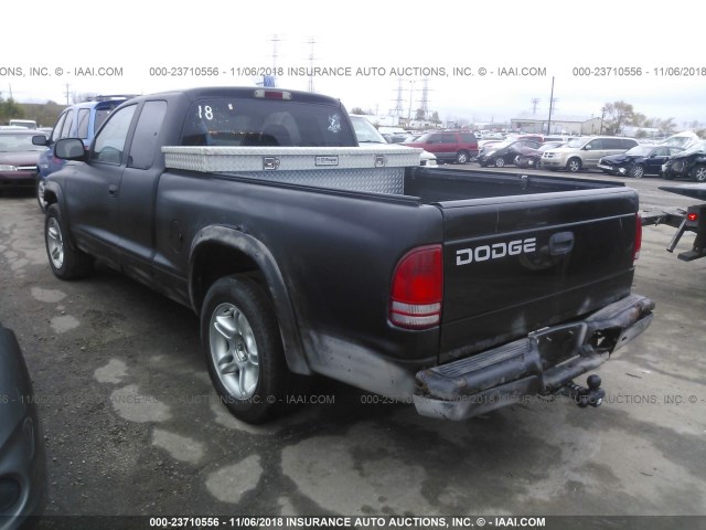 1B7GL32N22S610229 - 2002 DODGE DAKOTA SPORT/RT BLACK photo 3