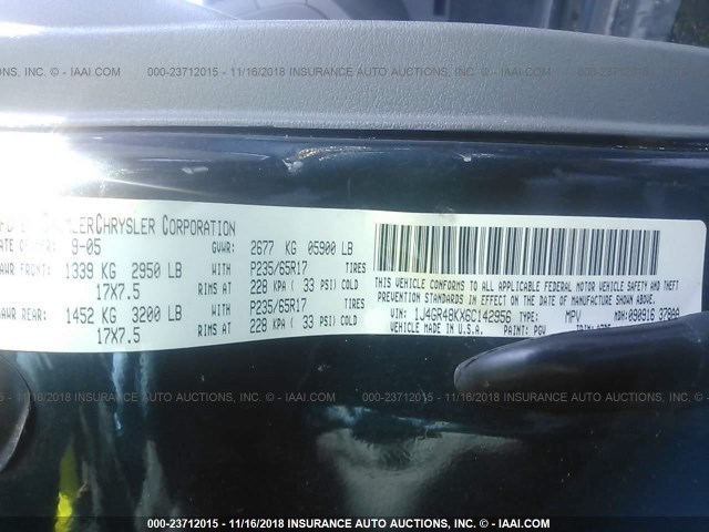 1J4GR48KX6C142956 - 2006 JEEP GRAND CHEROKEE LAREDO/COLUMBIA/FREEDOM 绿色 照片 9