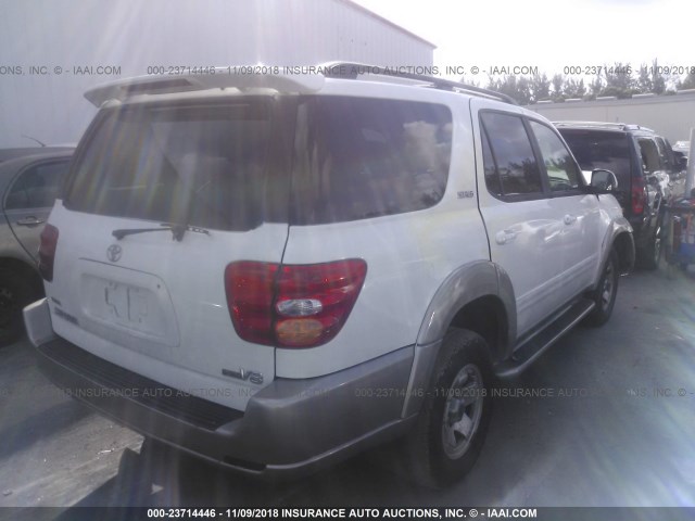 5TDZT34A02S092536 - 2002 TOYOTA SEQUOIA SR5 WHITE photo 4